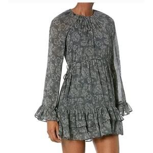 Likely x Revolve Hanner Long Sleeve Floral Gray Dress Size 8 / Medium Boho Party